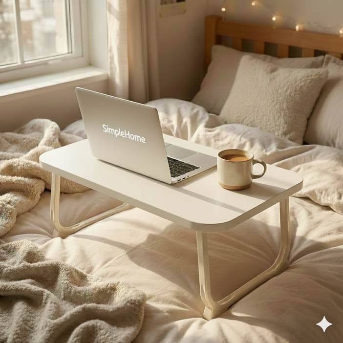 심플홈 튼튼한 접이식 베드 테이블, 화이트