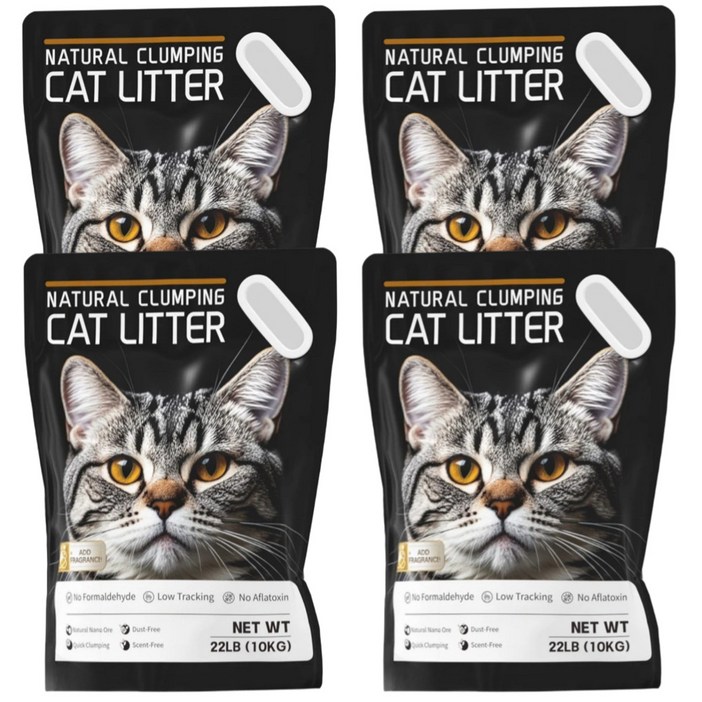 MEOW캣리터 고양이모래 먼지없는 천연 소디움 벤토나이트모래, 무향, 4개, 10kg