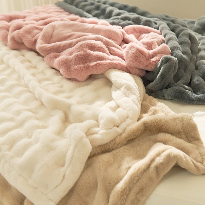 더베딩샵 토끼털 에코퍼 극세사 담요 블랭킷 마이크로화이바 겨울 이불 Q