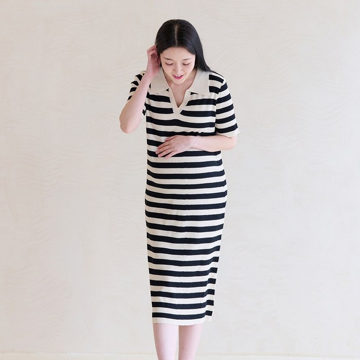 임산부 반팔 니트 원피스 여름 하객룩 하객 오피스룩 출근룩 임신 임부복