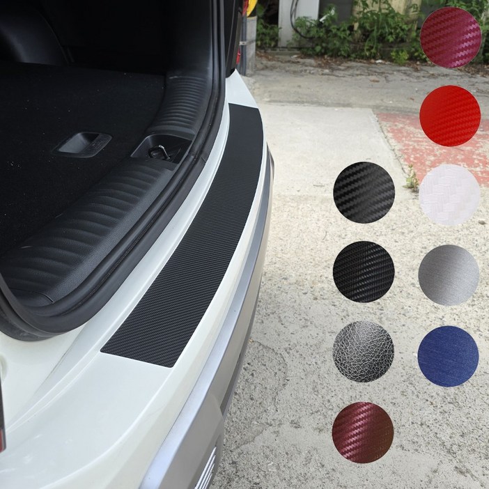 모터스파이 쌍용 호환 KGM 토레스 트렁크 하단 뒷범퍼 카본 보호가드 필름 스티커, 트렁크3D카본화이트