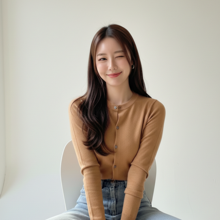 앤코 니트가디건 라운드넥 부드러운 여성가디건