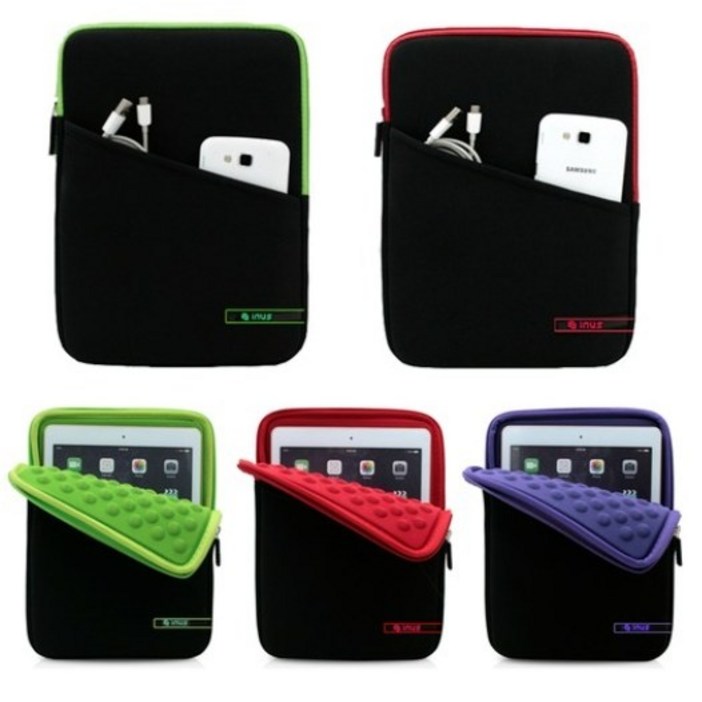 이너스 태블릿 노트북 아이패드 엠보 수납 파우치 생활방수 7인치8인치9인치10인치11인치15인치 갤럭시탭 지패드 노트 미패드, 레드