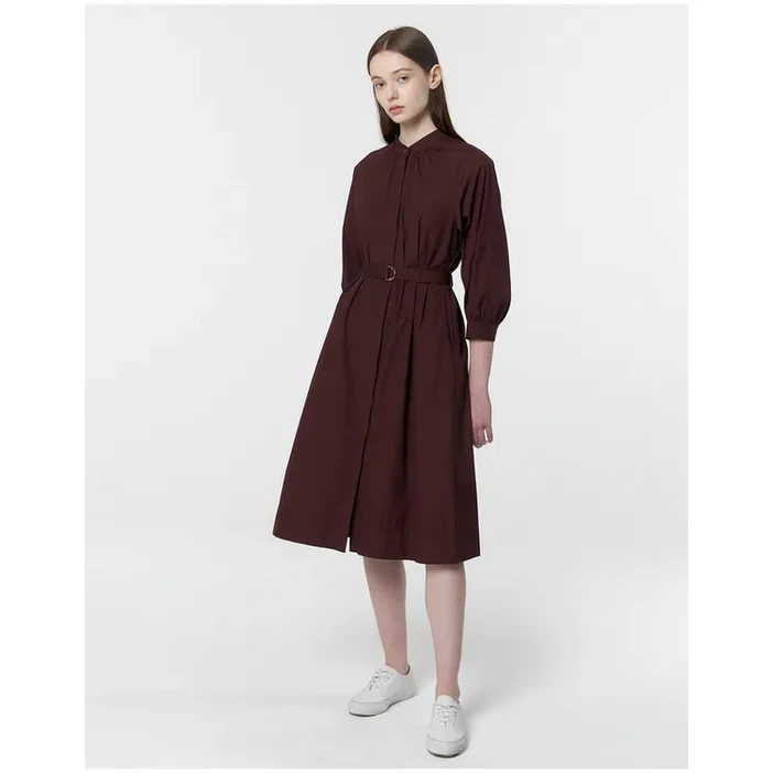 헤지스 HAZZYS 여성 브라운 스트랩 면 긴팔 원피스