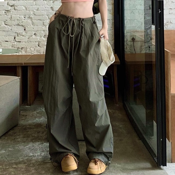 뉴진바지 이루이 여성카고팬츠 와이드핏 여자카고바지 나일론소재
