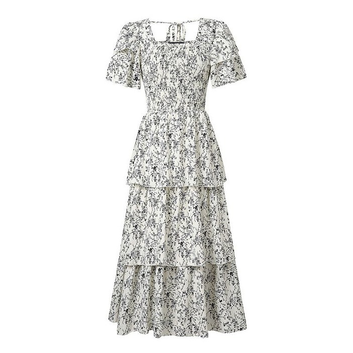 지지피엑스 캉캉 플라워 백 끈 롱 원피스 GPBOW060D