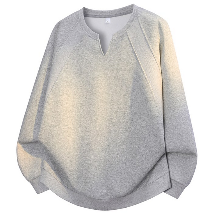 Asure 남성 봄 가을 빅사이즈 무지 캐주얼 브이넥 맨투맨