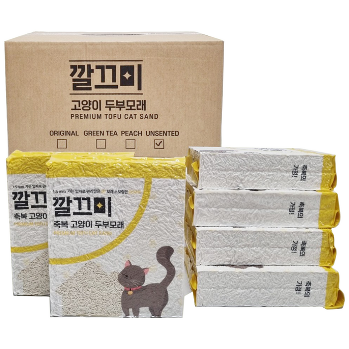 고양이두부모래 1.5mm 극세사입자, 8L, 6개, 오리지날밀크향