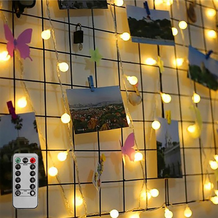 크리스마스캠핑용품 대한 벽 인테리어 크리스마스 트리 LED 캠핑 감성 파티 앵두 줄 전구 조명 20구 3M