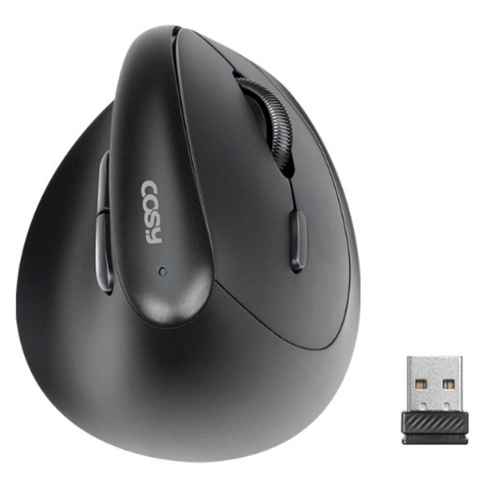 코시 작은 손 미니 버티컬 무소음 무선 마우스 M4142WL, 블랙, M4142WL