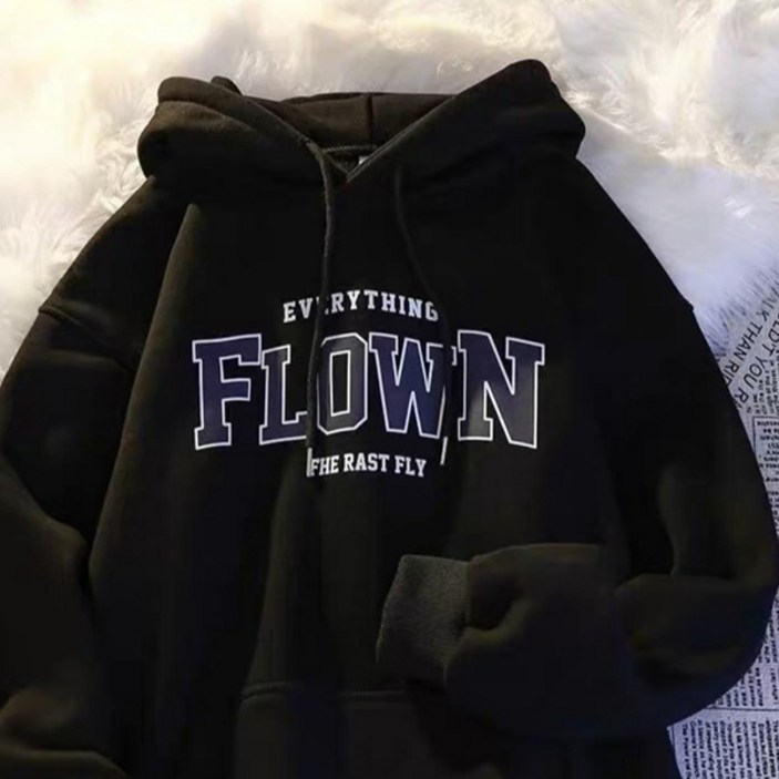 엘쏘 플로운 박시핏 레터링 포켓 후드 티셔츠