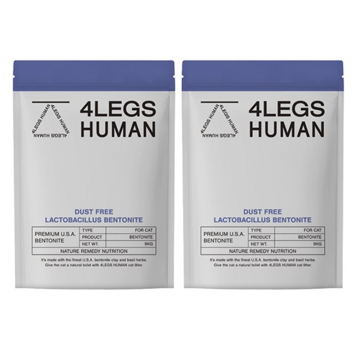 포렉스휴먼 고양이 벤토나이트 유산균 모래 파우치, 9kg, 2개, 허브향