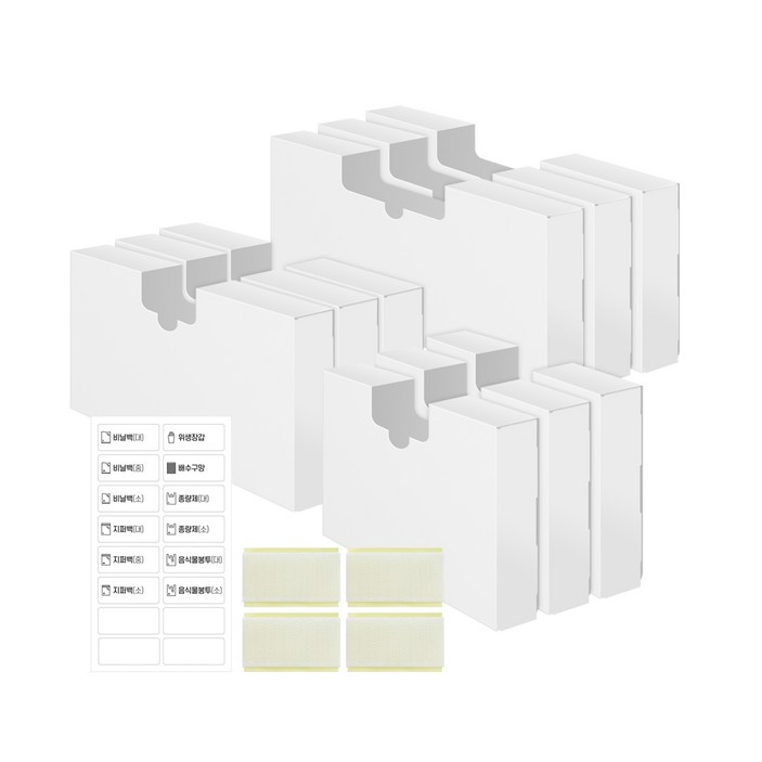 위주 비닐봉투 정리함 대3P + 중3P +소3P + 벨크로 4P + 스티커 + 설명서