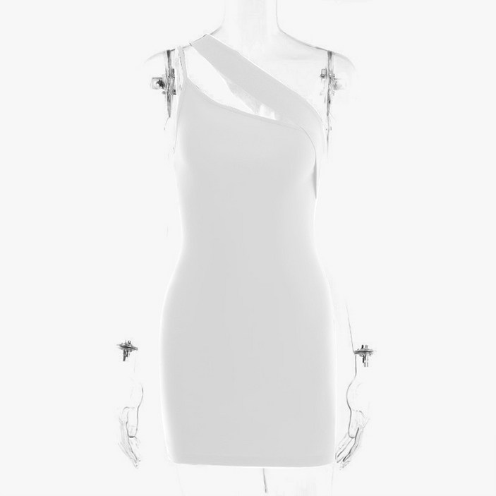 구디프 사이드 홀터넥 민소매 H라인 미니 원피스