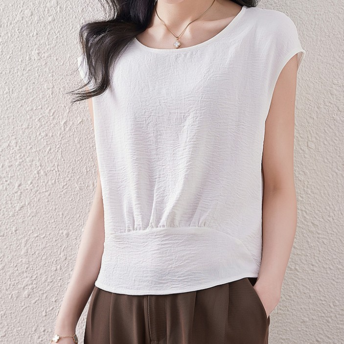 아뗄릭 민소매 여름 셔링 블라우스 10342