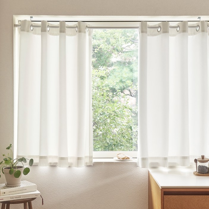 쁘리엘르 그로브 빛차단 사계절 아일렛 암막 커튼 + 자석타이백 세트