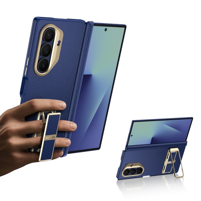 비즈니스 삼성 폴드 케이스 힌지보호 힌지보호 기계식 스탠드 달린 핸드폰 케이스 풀커버