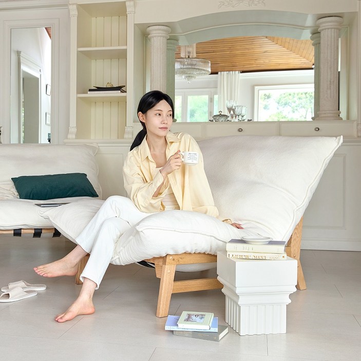 하브우드 롬 체어 원목 수유 안락의자 BS5001, 1개, 웜화이트