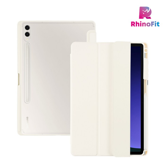 라이노핏 갤럭시탭 S9  S10 공용 클리어쉴드 북커버 케이스, 아이보리, 1개