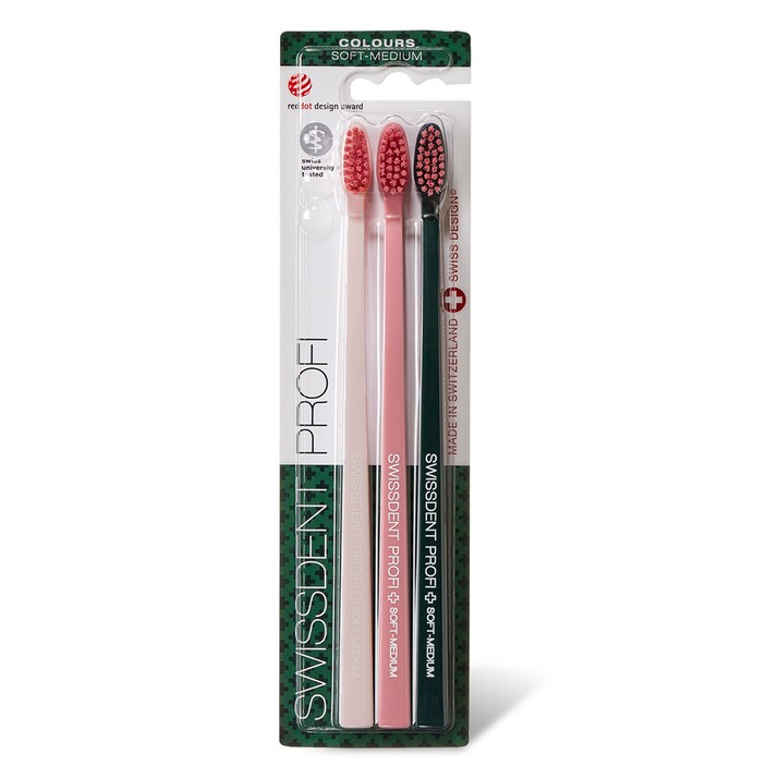 [스위스덴트] 0.15mm 미세모 컬러즈 칫솔 트리플팩, 1개, 3개입