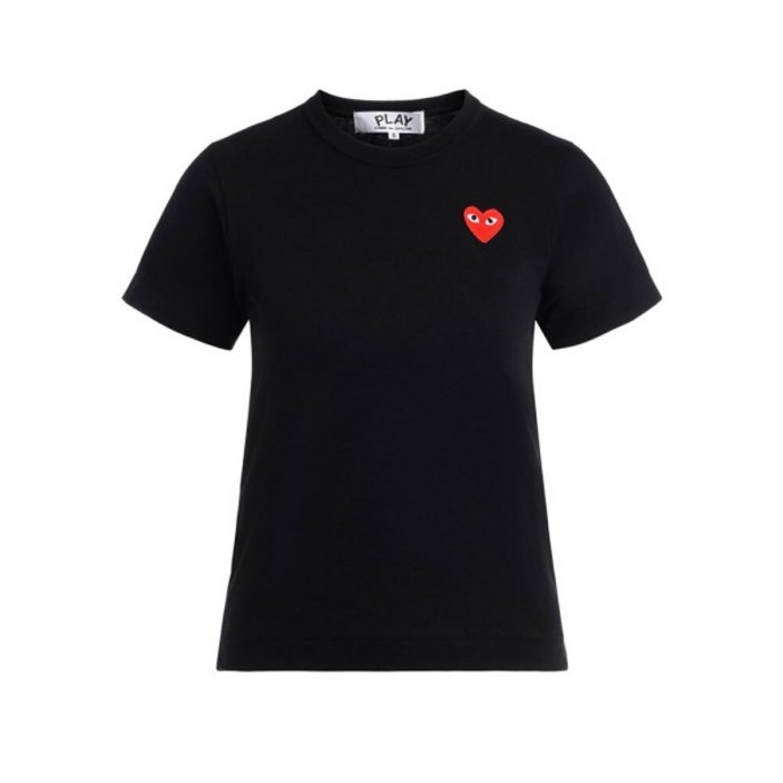 [꼼데가르송] 레드 하트 와펜 반팔 티셔츠 블랙 P1T107 1-BLACK