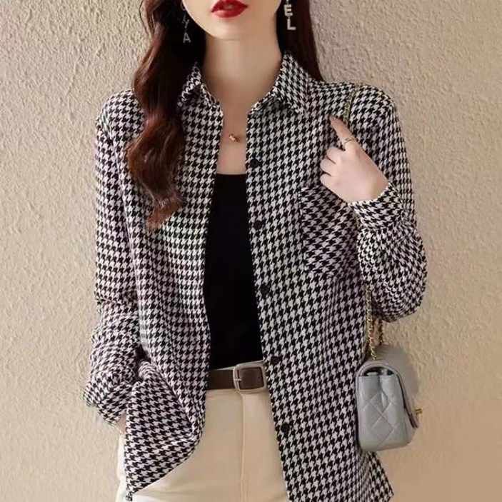 SAHINER 봄가을 여성 오피스 데일리룩 체크 블레이저 자켓 LWACS72