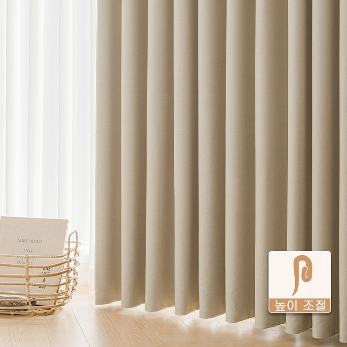 커튼킹 포근한 셰닐 쉐우도암막커튼 거실커텐 호텔식나비주름암막커튼 핀형 창문커튼 2p (일반커튼레일)