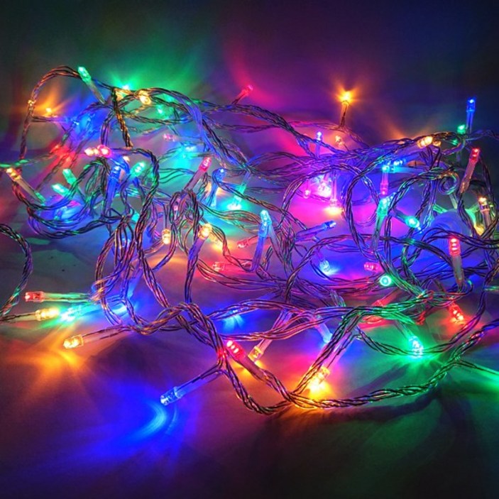 선세이브 LED 은하수 100구 투명선정류기 세트 크리스마스 트리전구, RGB4색