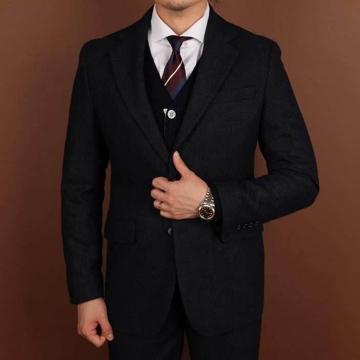 로얄수트 s892 겨울 헤링본 싱글 정장세트 결혼식 하객룩 모직 수트셋업