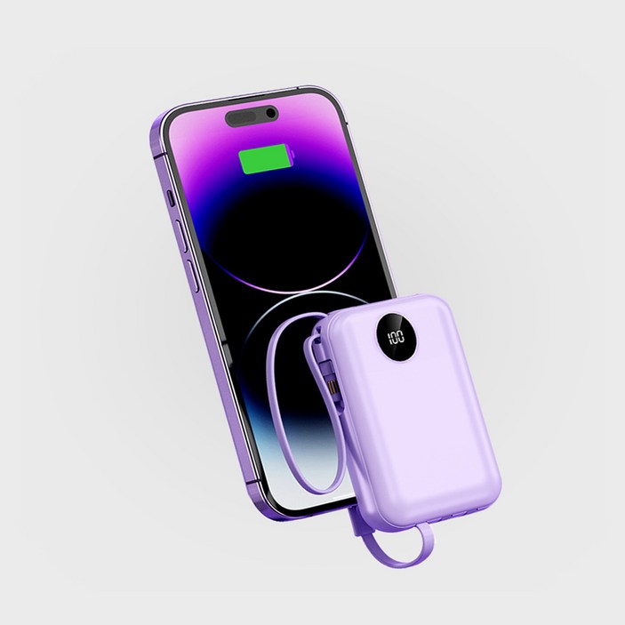 리베타 4in1 케이블 일체형 고속충전 미니 보조배터리 10000mAh 아이폰 C타입 LED잔량, 핑크 리베타 4in1 케이블 일체형 고속충전 미니 보조배터리 10000mAh 아이폰 C타입 LED잔량, 핑크
