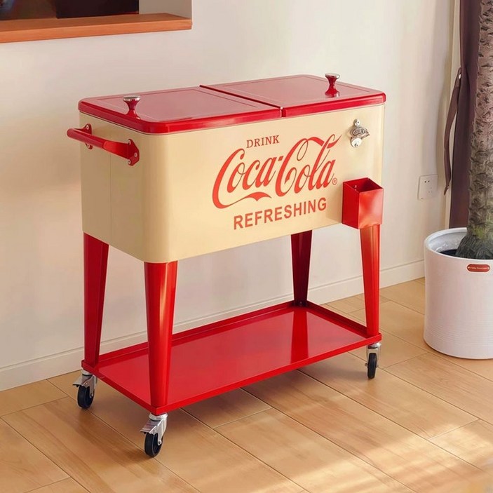 코카콜라 트롤리 접이식 커피 테이블 빈티지 레드 75l 레트로