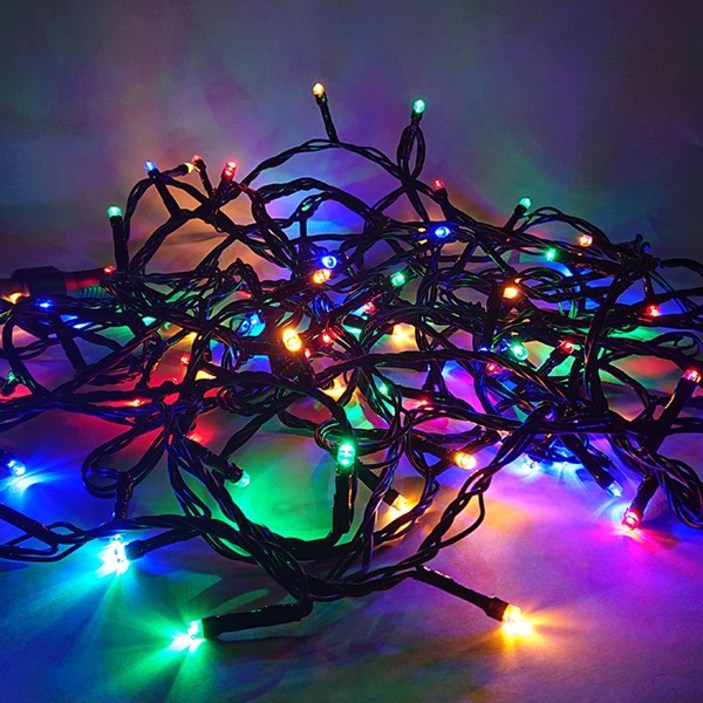 트리나무 선세이브 LED 은하수 100구 검정선+정류기 세트 크리스마스 트리전구, RGB(4색)