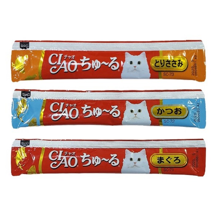 일본 반려묘 인기 식품이나바 챠오츄르 고양이 간식 3가지맛 x 3세트 총27포