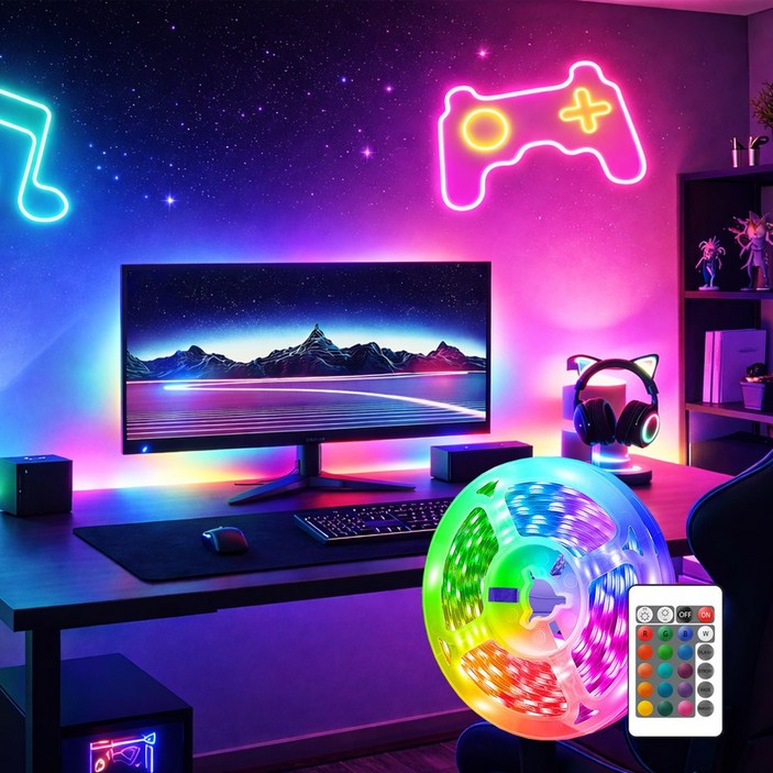 5m 잘라쓰는 촘촘한 LED 간접 줄조명 네온 스트립 무드등