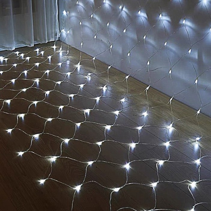 크리스마스 트리킹 LED 24V 그물롱네트 캠핑 줄조명 와이어전구 256구, 백색 전원코드 포함, 1개