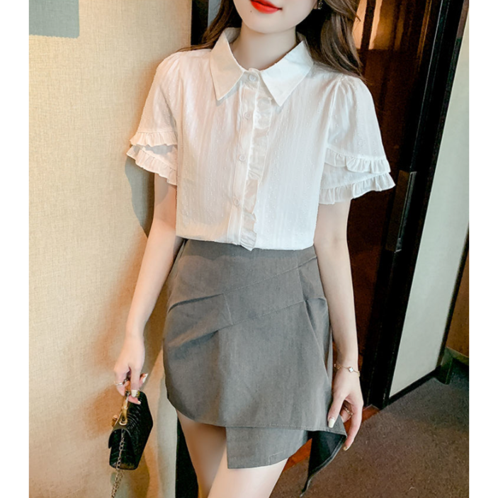 미소준 시원한 소재 귀여운 프릴 블라우스
