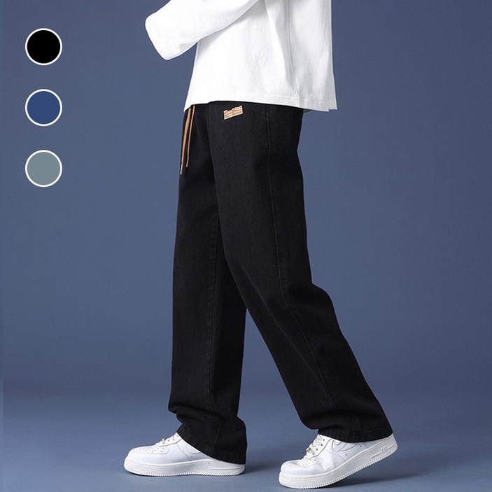 남자 캐주얼 청바지 빈티지 워싱 스트레이트 오버핏 데님팬츠