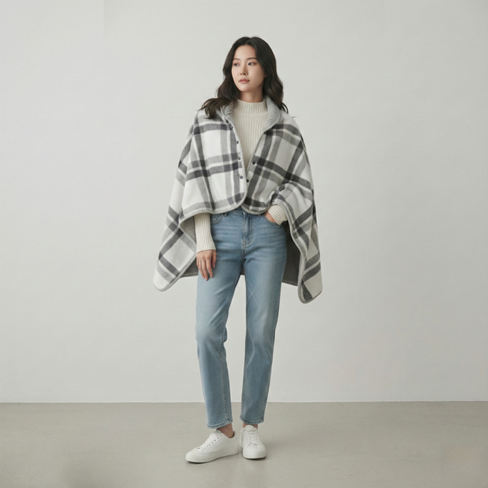 데이디 포근포근 무릎 사무실 망토 똑딱이 담요