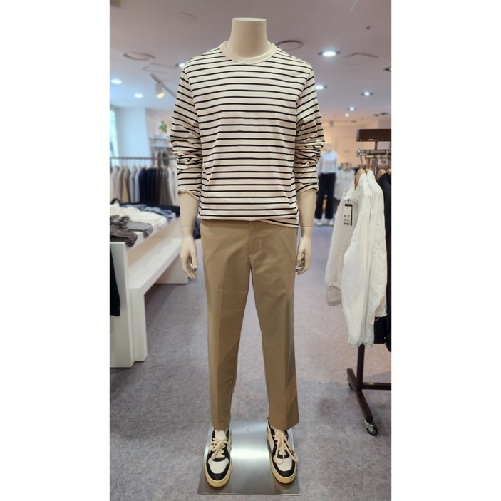 지오다노 남자 스트라이프 긴팔 라운드 티셔츠 4컬러 025911