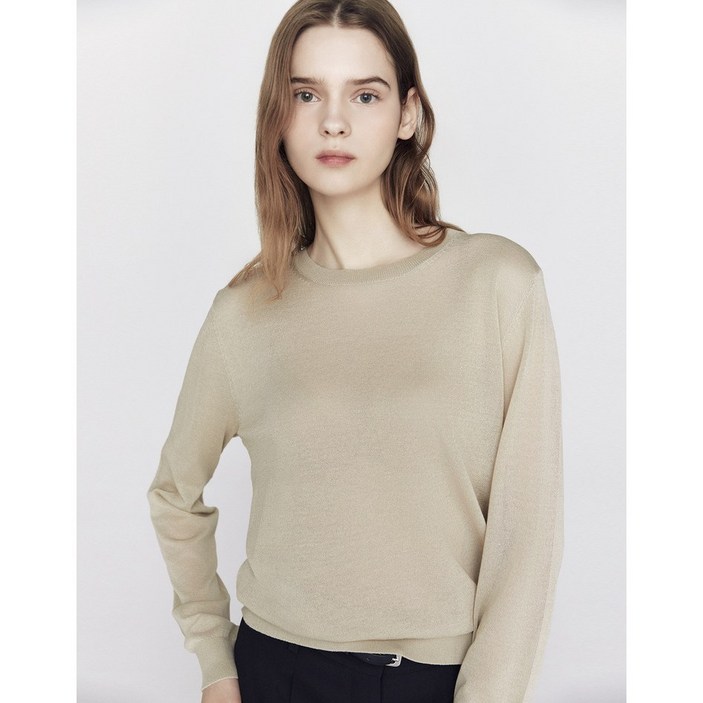 [지오다노] NEW 가을 여자 라운드 시어 긴팔니트 355903 3칼라