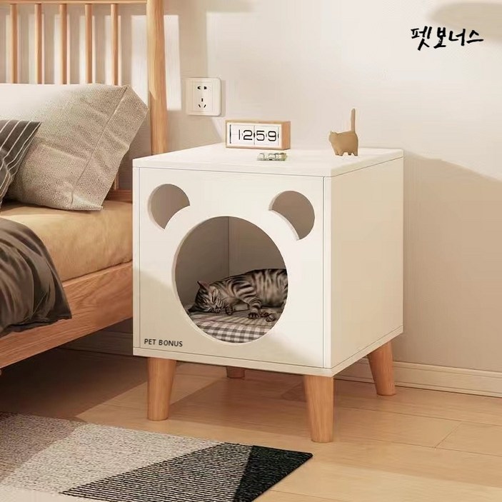 펫보너스 MDF 사이드 테이블형 고양이 숨숨집