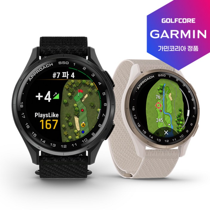 가민코리아정품가민 GARMIN APPROACH S50 43mm 골프GPS 스마트워치, 블랙