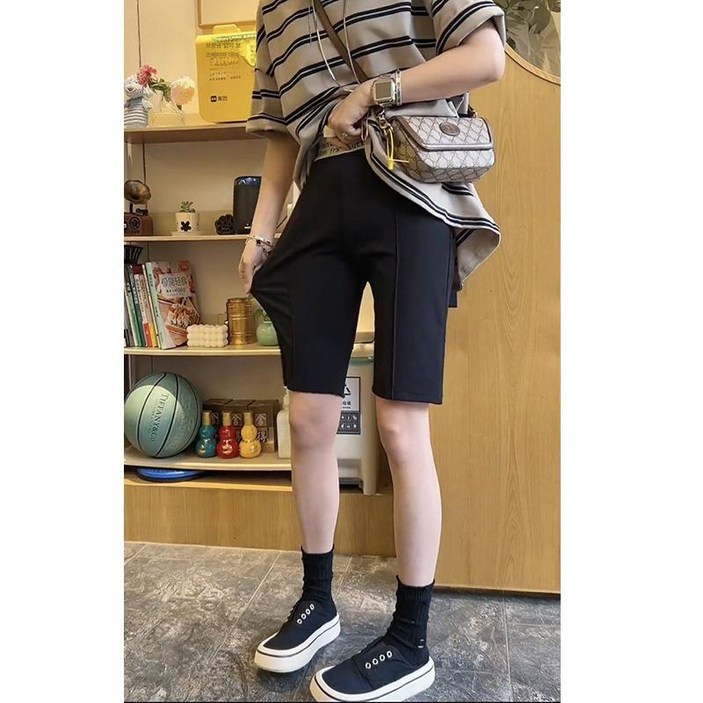 슈비코 카프리팬츠 바이커 버뮤다 허리 슬릿 여성 반바지 6부