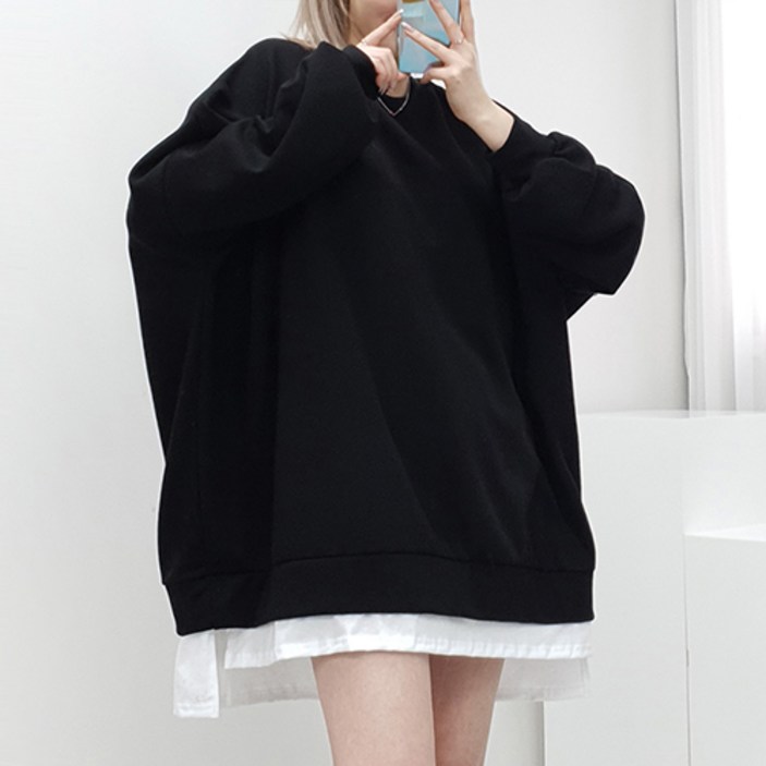 [4XL, 4COLOR] 스프링 레이어드 맨투맨 55~99까지 빅사이즈 오버사이즈 남여공용 홈웨어 박스맨투맨