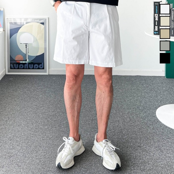 놈시크 28-40 남자 반바지 면 스판 핀턱 5부 여름 팬츠 빅사이즈