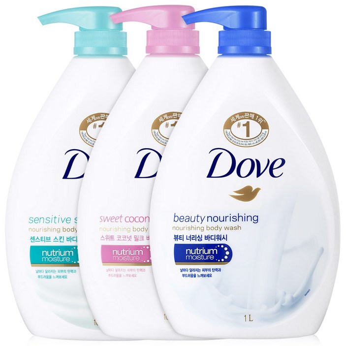 도브 뷰티너리싱 바디워시 1000ml, 3개, 1L
