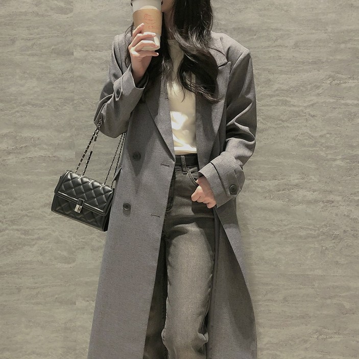 (국내 자체 제작) 로에즈 더블 투버튼 롱코트 자켓