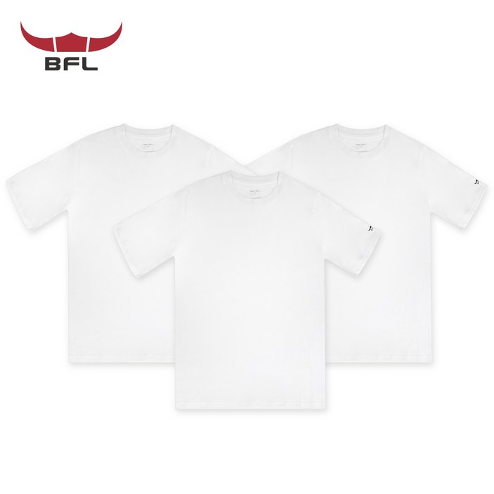 BFL 사계절 남녀공용 30수 순면 라운드 무지 반팔티 3P
