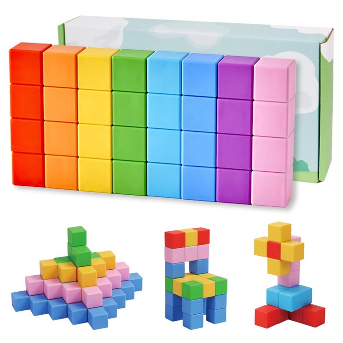 베어블리 2세대 자석 블럭 블록 큐브 교구 32pcs, 6세트192pcs