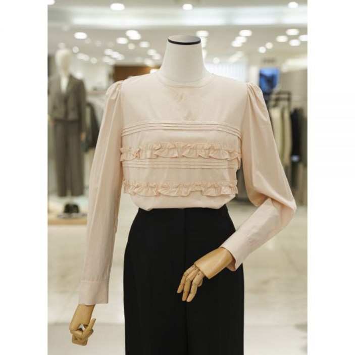 [잇미샤] 라운드넥 핀턱 프릴 블라우스 (ITN3WBL650)